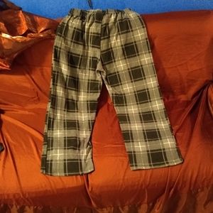 Black and white plaid drawstring men's pajama bott